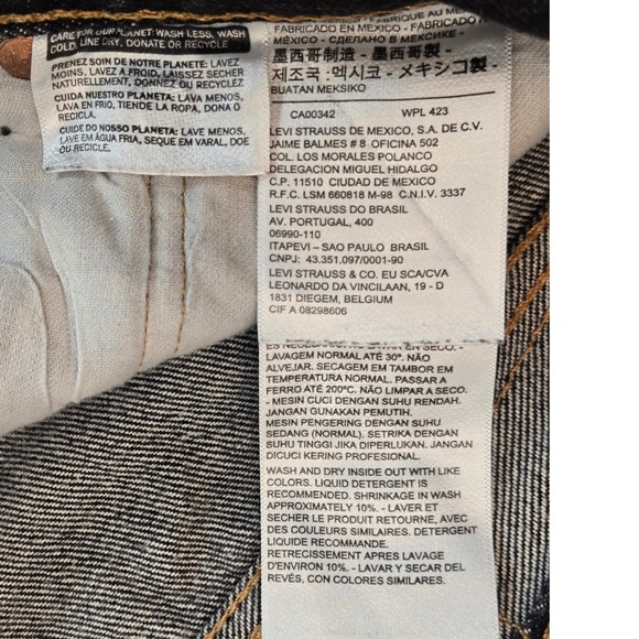 Levi Strauss 501 Jeans Mens W42 L29 (hemmed) Dark Wash Button Fly Straight Leg - Picture 9 of 16